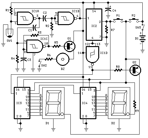 Step-Km counter circuit diagram